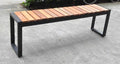 Wood Seat Steel Leg Bench Chair