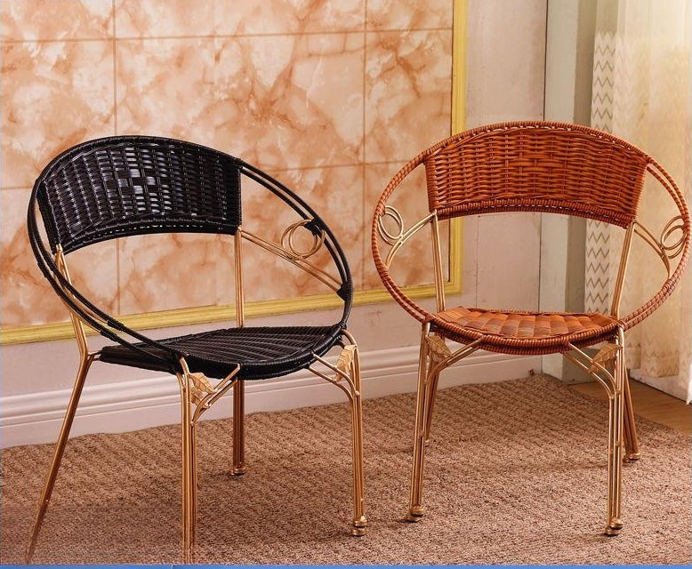 Indoor Outdoor Iron Wicker Stool Set