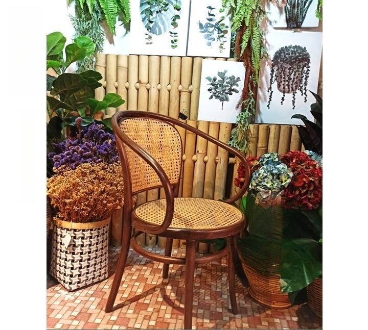 Honeycomb Rattan Handmade Wicker Armchair