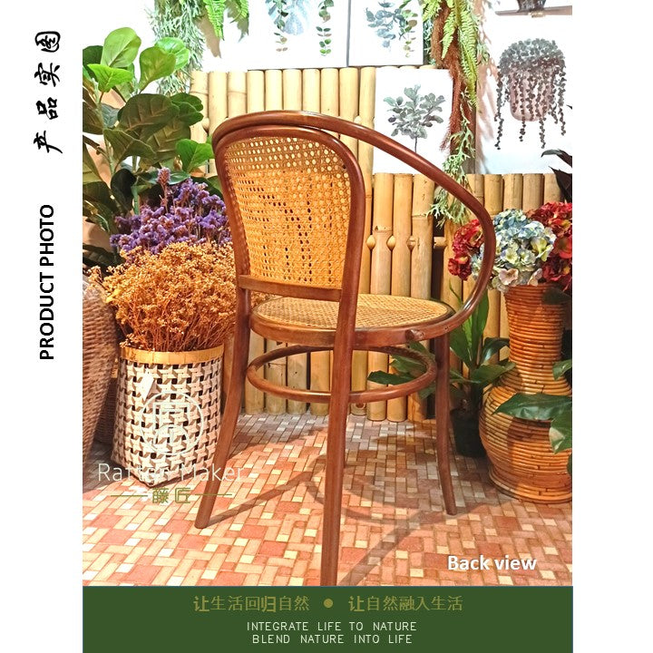 Honeycomb Rattan Handmade Wicker Armchair