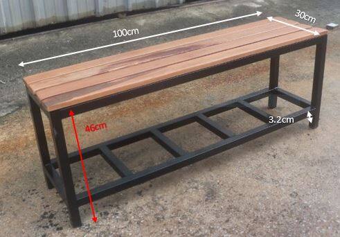 Wooden Seat Metal Leg Bench