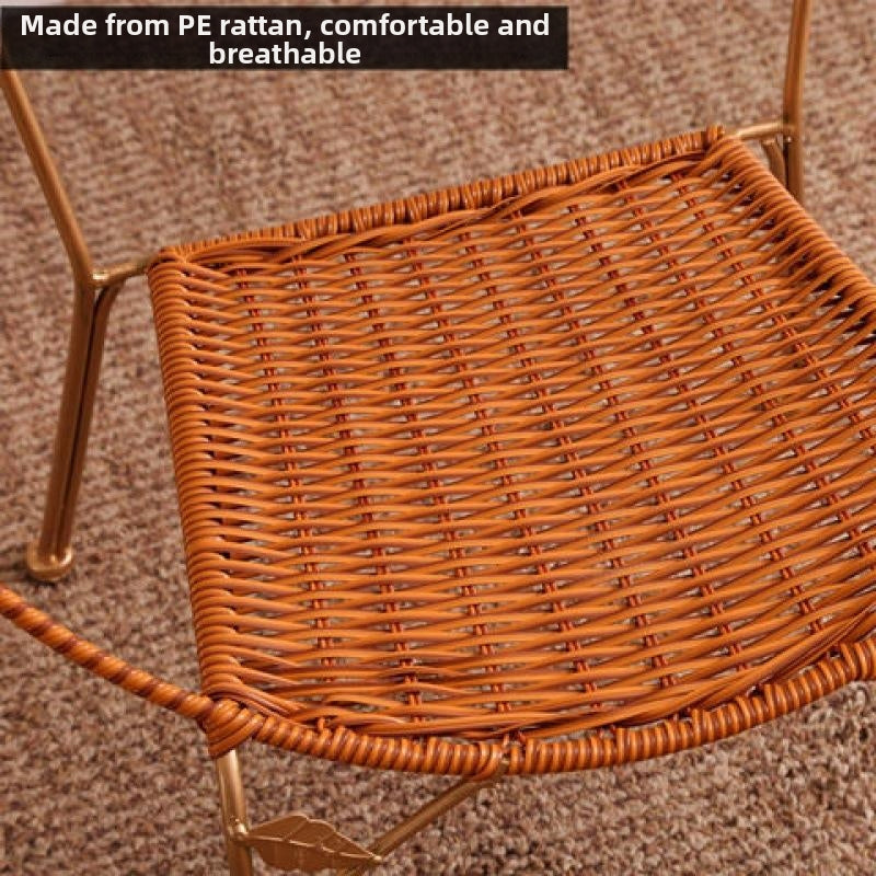 Indoor Outdoor Iron Wicker Stool Set