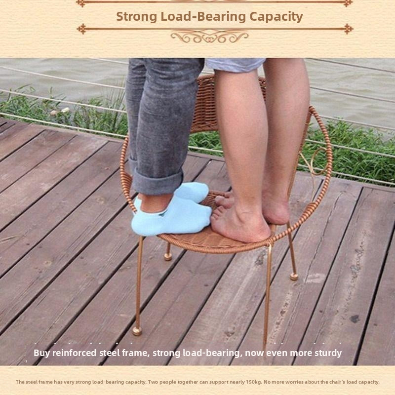 Indoor Outdoor Iron Wicker Stool Set