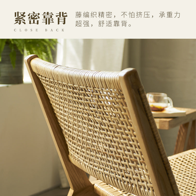 3pcs Rattan Solid Wood Balcony Chairs