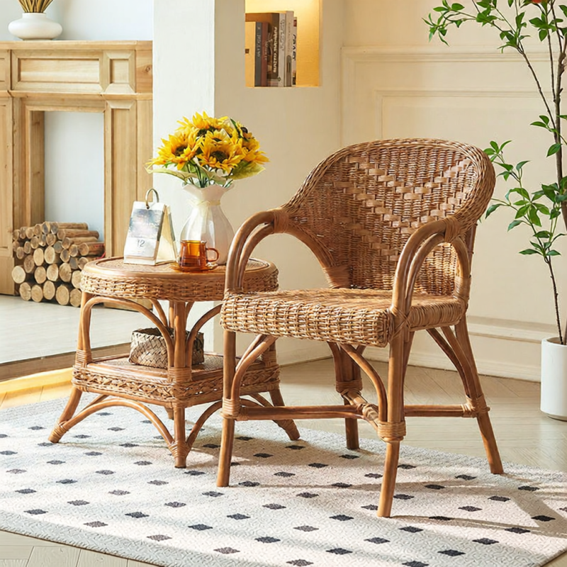 Natural Wicker Single Backrest Chair