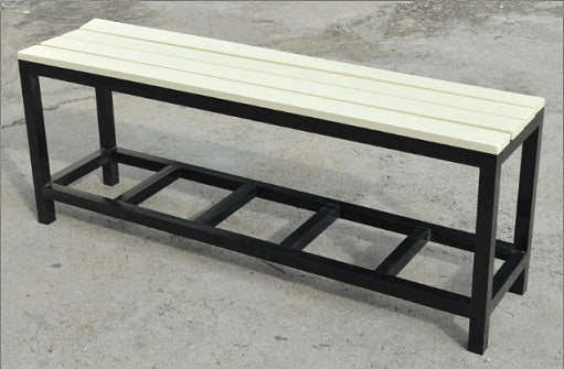 Wooden Seat Metal Leg Bench
