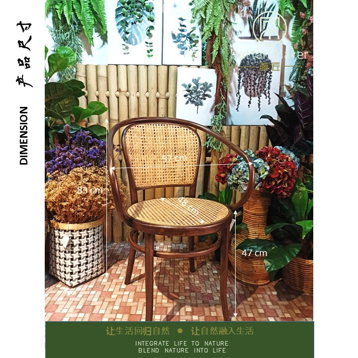 Honeycomb Rattan Handmade Wicker Armchair
