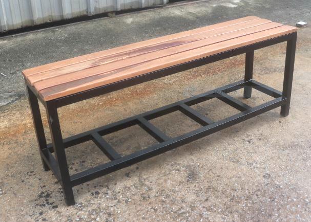 Wooden Seat Metal Leg Bench